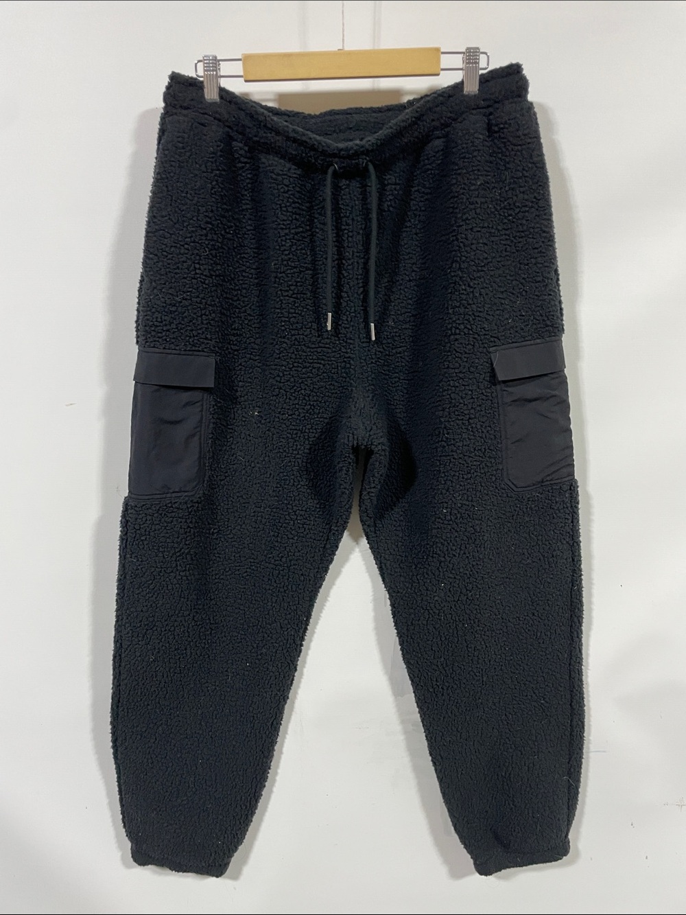 Jordan Black Sherpa Cargo Pants with Drawstring Waist